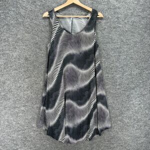 ISLAbonita Dress Women One Size Gray Striped Shift Midi Sleeveless Round Neck